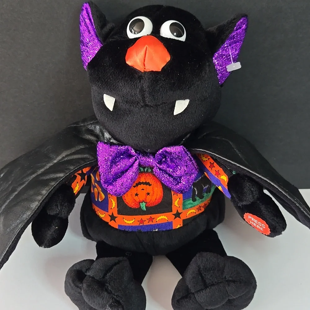 Animated Halloween Decor Vampire Plush Black and Purple